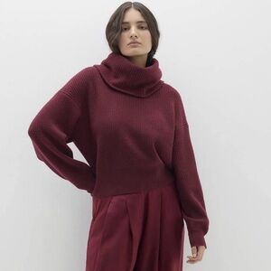 ALAYAH CASHMERE TURTLENECK SWEATER in Merlot Xsmall